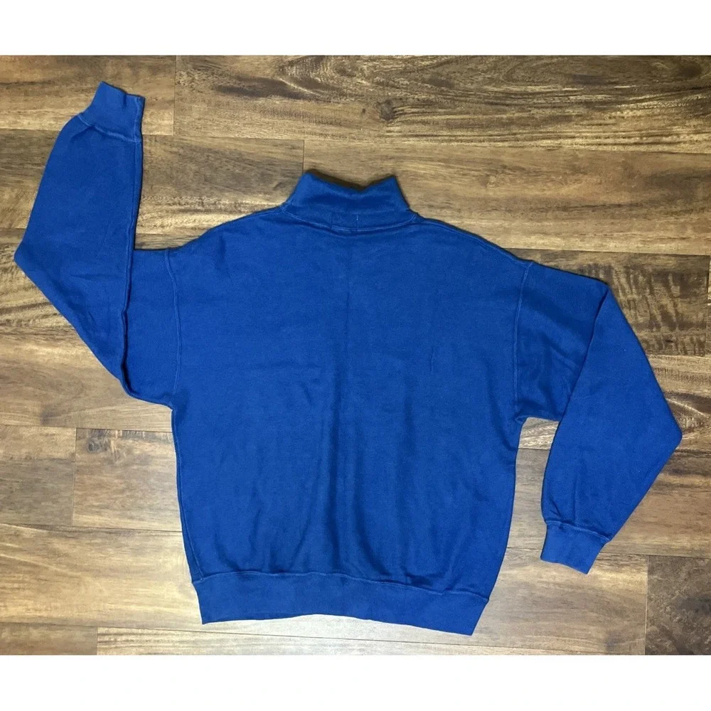 Vintage Izod Lacoste Turtleneck Sweater Mens L Blue 70s Preppy 100% Cotton